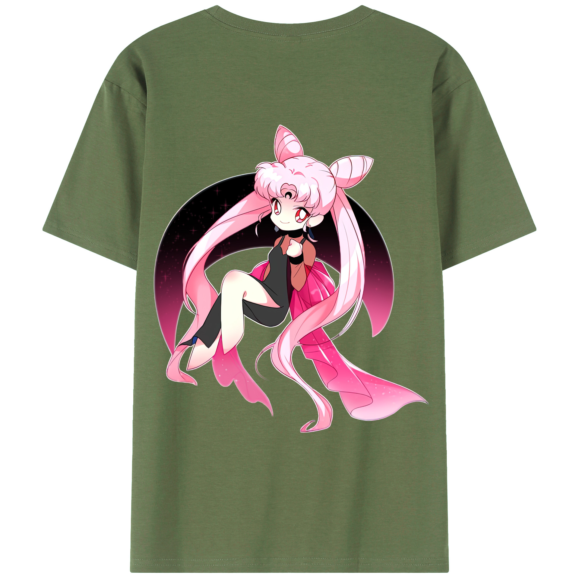 （画像用） 美少女戦士セーラームーン ちびうさ Sailor Moon Chibiusa Tsukino Usagi Small Lady Serenity 綿100％ メンズ半袖Tシャツ（バックプリント） 通気性